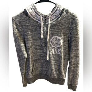 PINK Gray & White Sweatshirt Half Zip